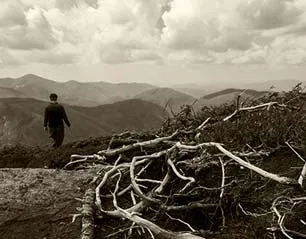 man walking in the Adirondacks