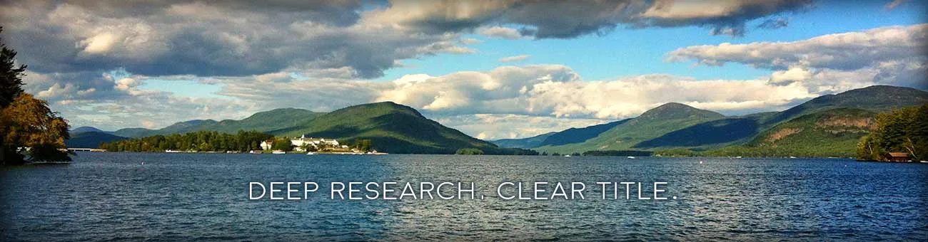 Photo of Lake George with tagline Deep Research. Clear Title.